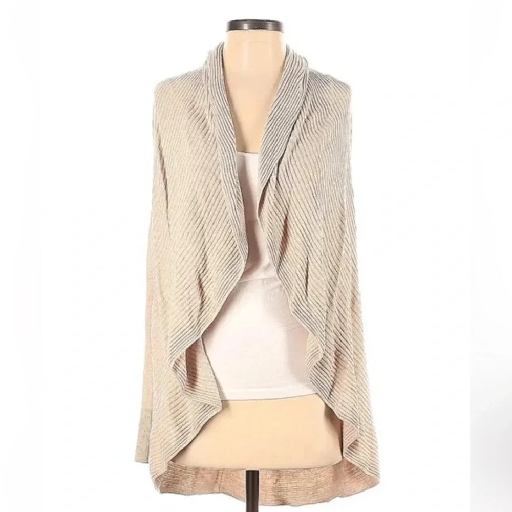 Vintage White House Black Market Y2K Cream Oatmeal Open Front Cardigan Size XS
